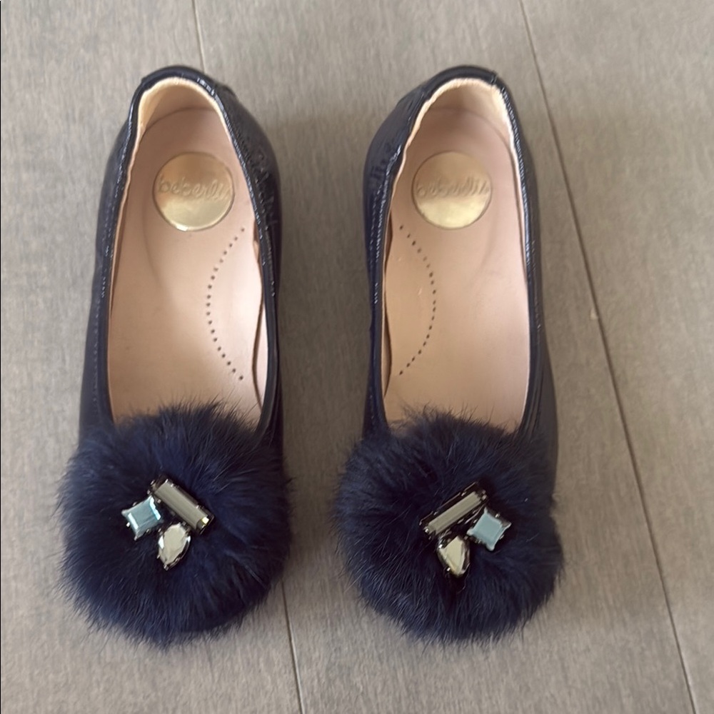 Blue Dress Shoes with Pom Pom Detail